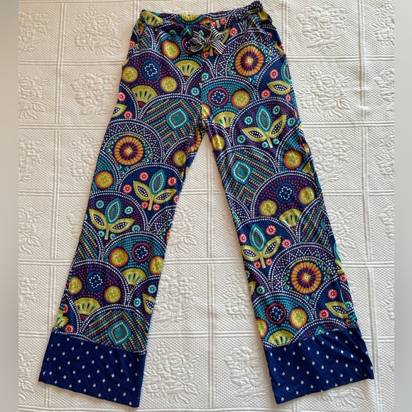 Anthropologie Other - Anthropologie Eloise Boho Print PJ/Lounge Pants Drawstring Pockets Wide Leg Blue